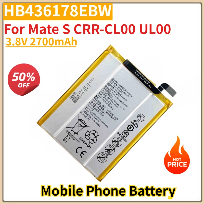 HB436178EBW Phone Battery 3.8V 2700mAh For Mate S CRR-CL00 UL00 Replacement Battery Brand-New High Quality
HB436178EBW Phone Battery 3.8V 2700mAh For Mate S CRR-CL00 UL00 Replacement Battery Brand-New High Quality