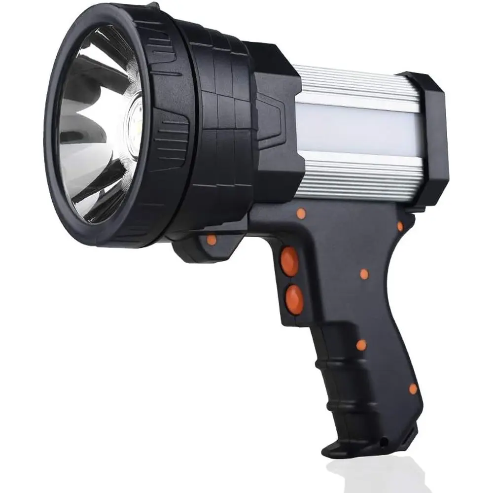 Rechargeable Spotlight, Super Bright 1000000 High Lumen LED Handheld Spotlight, Long Lasting Large Flashlight, Searchlight and C
Rechargeable Spotlight, Super Bright 1000000 High Lumen LED Handheld Spotlight, Long Lasting Large Flashlight, Searchlight and C