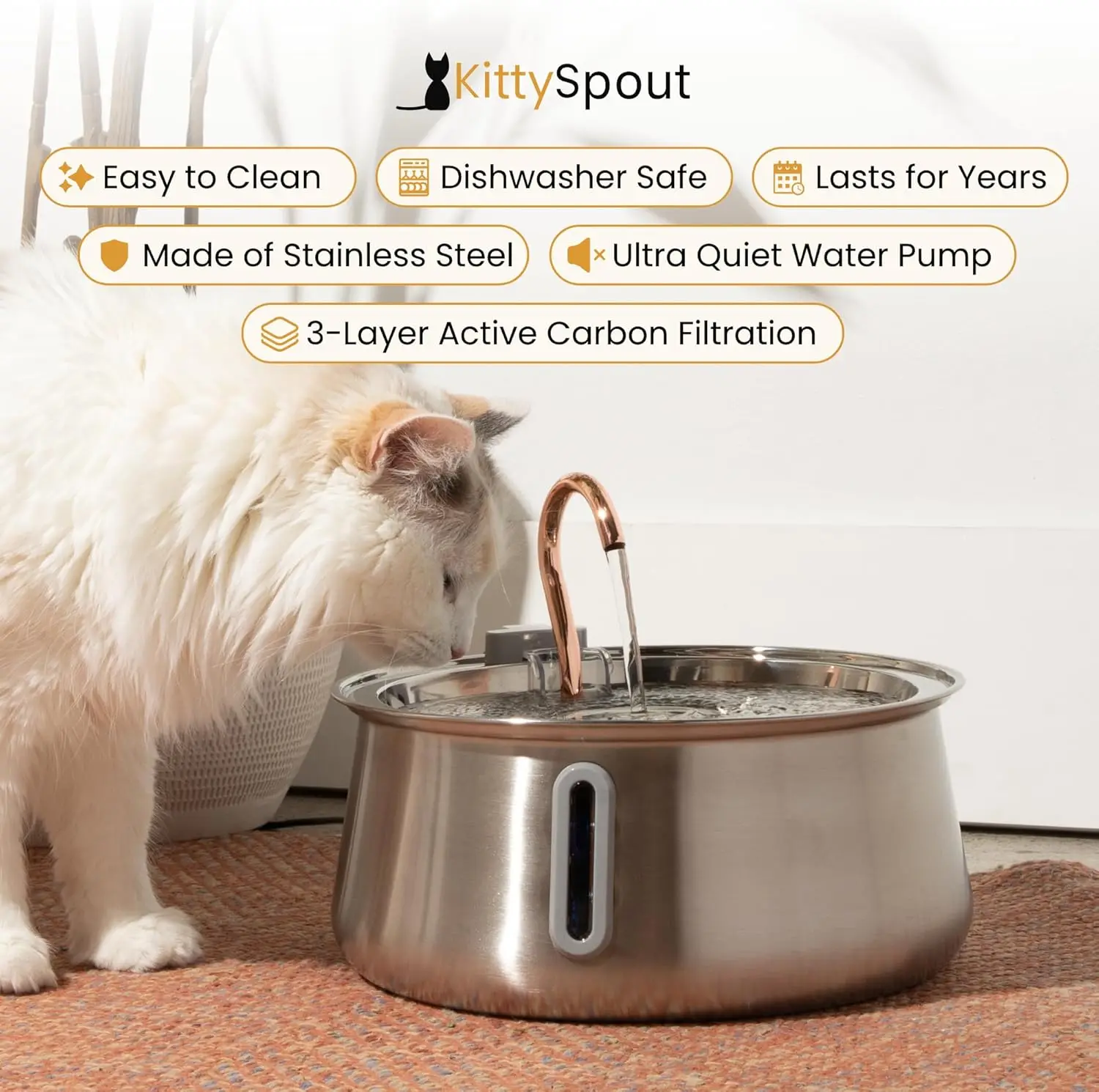 New Upgrade Stainless Steel Cat Water Fountain Automatic Drinking Fountain, Quiet , Dishwasher Safe(Stainless Steel, 4L Corded)
New Upgrade Stainless Steel Cat Water Fountain Automatic Drinking Fountain, Quiet , Dishwasher Safe(Stainless Steel, 4L Corded)