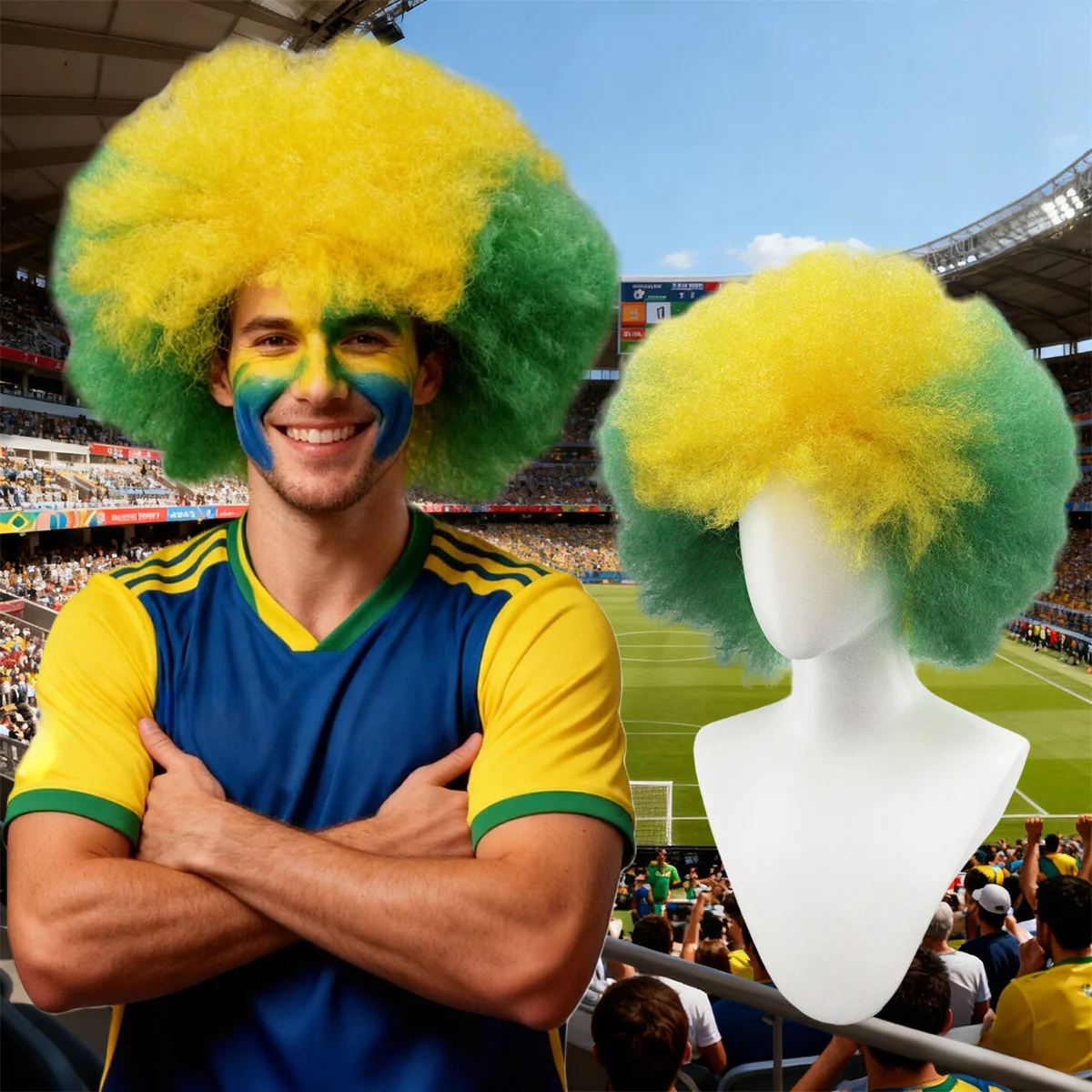 Yellow Green Fluffy Afro Curly Synthetic Wig, Voluminous Explosive Hair for Sports Fans, Cheerleading, Party and Cosplay
Yellow Green Fluffy Afro Curly Synthetic Wig, Voluminous Explosive Hair for Sports Fans, Cheerleading, Party and Cosplay