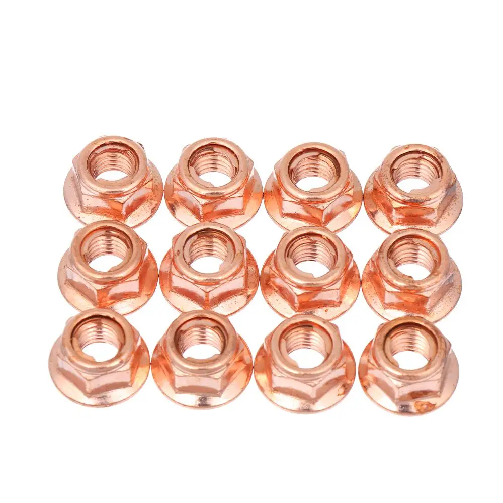 12Pcs M8 Copper Flashed Exhaust Manifold Nut 8mm Nuts High Temperature Nuts Home Daily Tools Accessories
12Pcs M8 Copper Flashed Exhaust Manifold Nut 8mm Nuts High Temperature Nuts Home Daily Tools Accessories