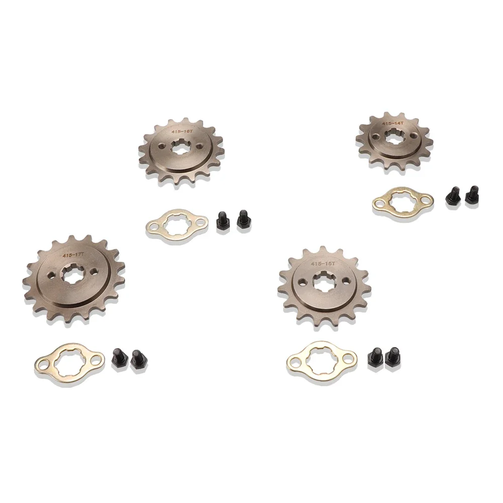 Motorcycle 415 14T15T16T17T 17MM Front Engine Sprocket Suitable for 50cc 70cc 110cc 125cc 140cc 160cc Pit Bike Mini Bike Moped
Motorcycle 415 14T15T16T17T 17MM Front Engine Sprocket Suitable for 50cc 70cc 110cc 125cc 140cc 160cc Pit Bike Mini Bike Moped
