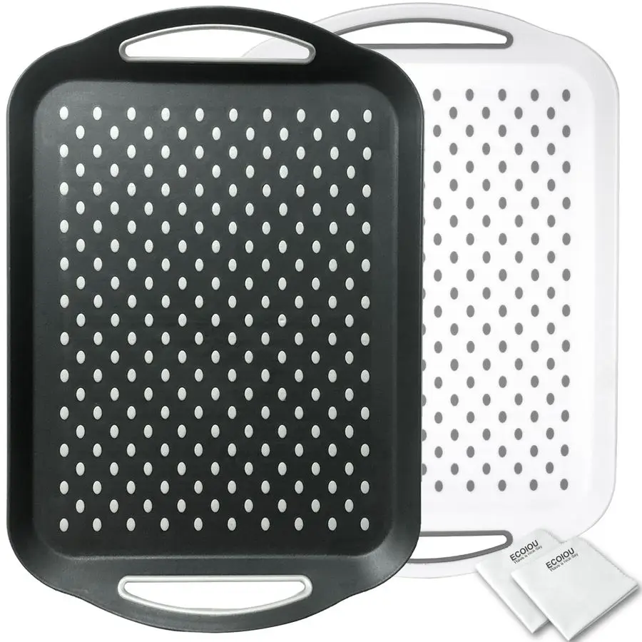 Nonslip Food Serving Tray, 17.9 x 12 Grippy Handles Surface Bottom Design, Perfect Trays for Eating, Lap, TV, Couch, Black amp W
Nonslip Food Serving Tray, 17.9 x 12 Grippy Handles Surface Bottom Design, Perfect Trays for Eating, Lap, TV, Couch, Black amp W