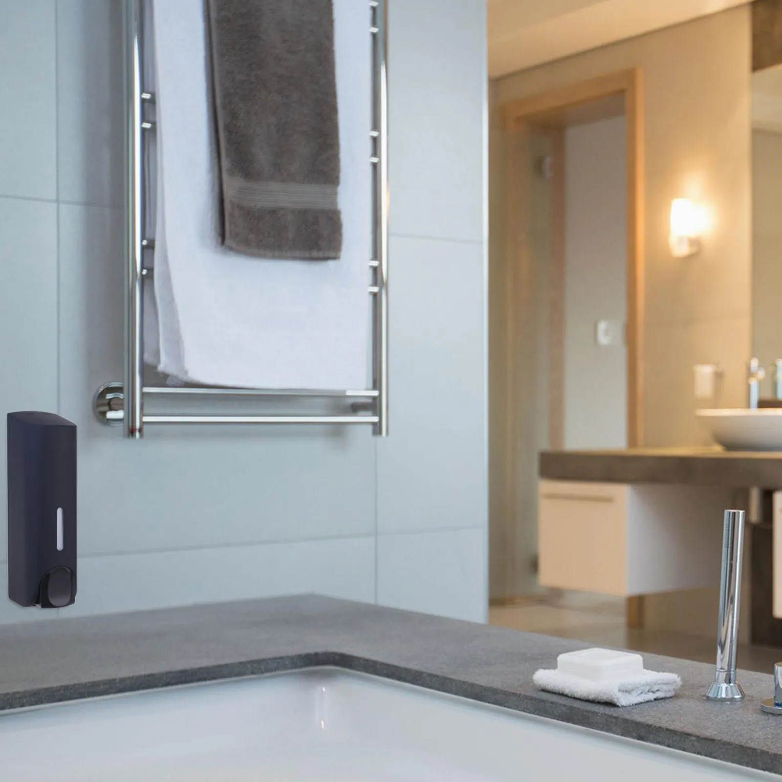 1Pcs Sturdy Wall-Mounted Soap Dispenser Bathroom Fixture Premium Material Push Button Lotion Bottle Shampoo Bottle for Hotels
1Pcs Sturdy Wall-Mounted Soap Dispenser Bathroom Fixture Premium Material Push Button Lotion Bottle Shampoo Bottle for Hotels