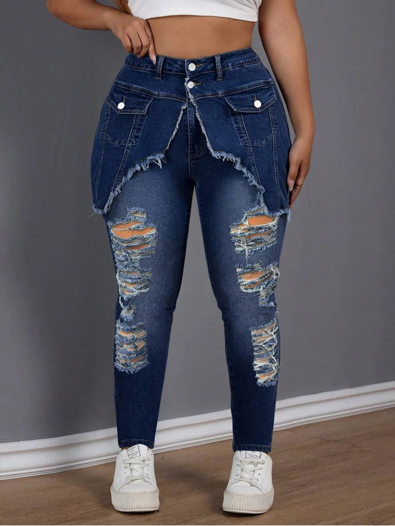 Джинсы больших размеров с высокой талией, облегающие джинсы для женщин, уличный стиль, потертый дизайн, джинсовые джинсы большого размера с пышной подтяжкой ягодиц
Джинсы больших размеров с высокой талией, облегающие джинсы для женщин, уличный стиль, потертый дизайн, джинсовые джинсы большого размера с пышной подтяжкой ягодиц