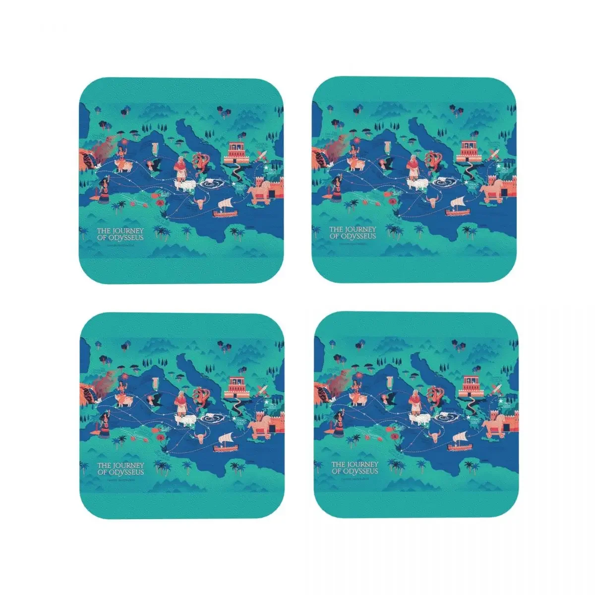 Odyssey Map - The Journey Of Odysseu Coasters Kitchen Placemats Non-slip Cup Coffee Mats For Decor Home Tableware Pads Set of 4
Odyssey Map - The Journey Of Odysseu Coasters Kitchen Placemats Non-slip Cup Coffee Mats For Decor Home Tableware Pads Set of 4