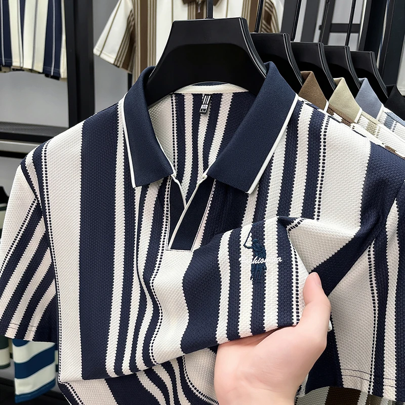 Personality vertical stripe short sleeve polo shirt luxury designer brand pony embroidery men new breathable casual golf T-shirt
Personality vertical stripe short sleeve polo shirt luxury designer brand pony embroidery men new breathable casual golf T-shirt