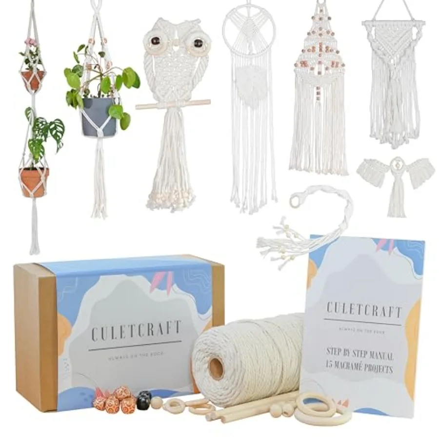 Macrame Kit for Beginners 153pc 15 Projects Book 164yd Cotton Macrame Cord Wooden Beads and Sticks Wooden and Metal Rings Gift
Macrame Kit for Beginners 153pc 15 Projects Book 164yd Cotton Macrame Cord Wooden Beads and Sticks Wooden and Metal Rings Gift