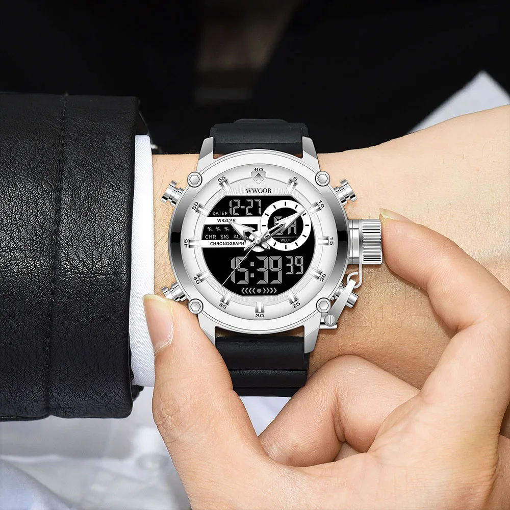 WWOOR 2024 New Men Silicone Strap Watch Fashion Military Sports Digital Quartz Causal Waterproof Wristwatches Relogio Masculino
WWOOR 2024 New Men Silicone Strap Watch Fashion Military Sports Digital Quartz Causal Waterproof Wristwatches Relogio Masculino