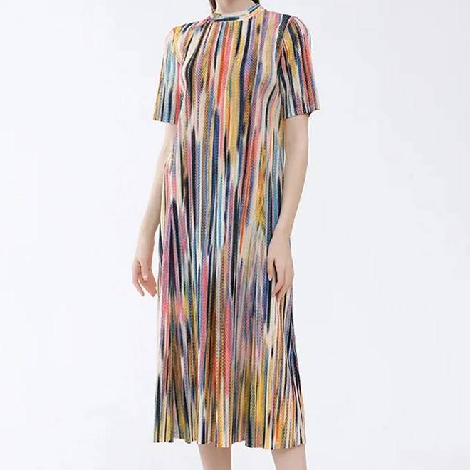 Плиссированное удобное платье ALSEY Miyake, летние новые модные облегающие платья с коротким рукавом и высоким воротником в Корейском стиле
Плиссированное удобное платье ALSEY Miyake, летние новые модные облегающие платья с коротким рукавом и высоким воротником в Корейском стиле