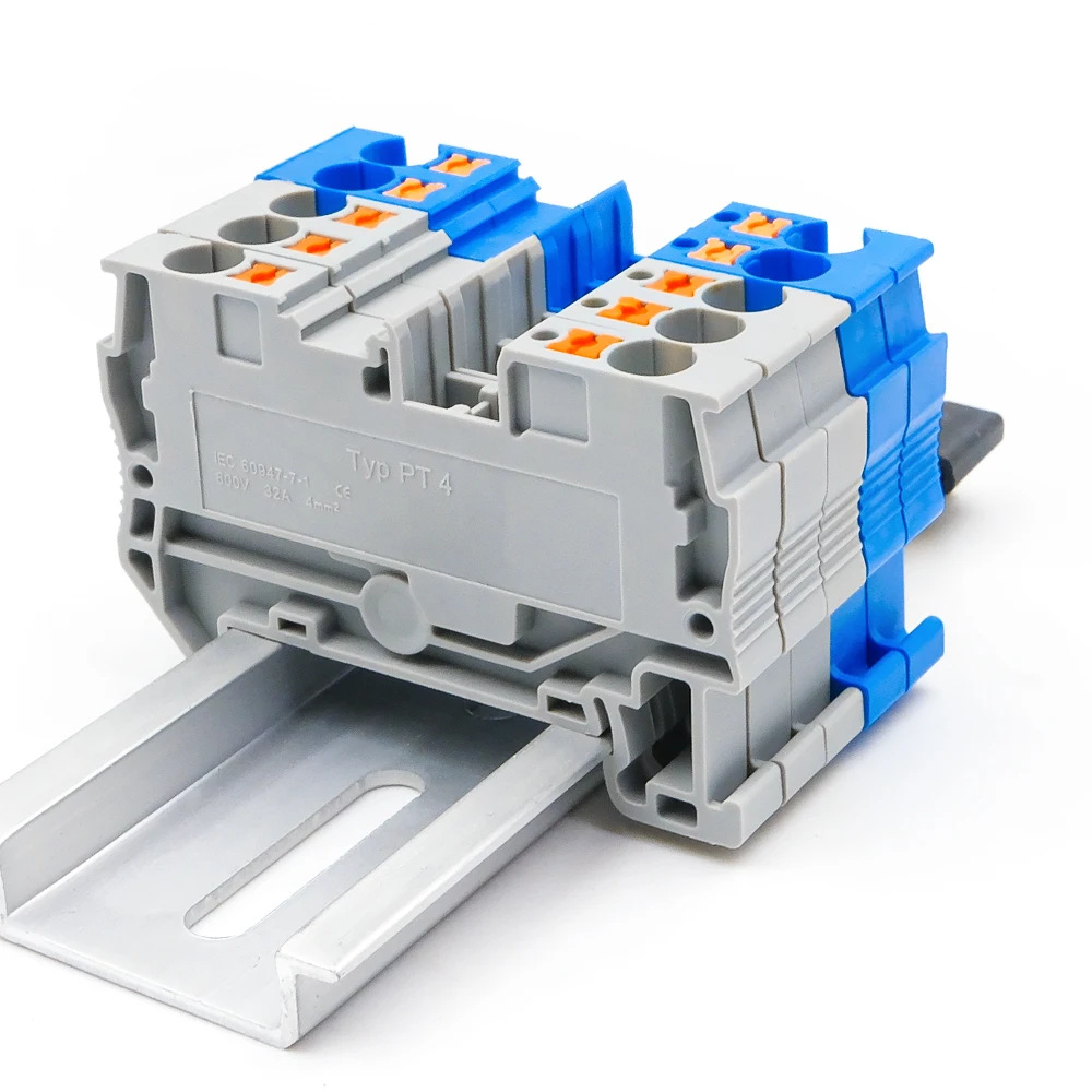 PT4 24-12AWG 800V Nylon PA66 Push-in Spring Cage DIN Rail Terminal Block 4mm² Compact Space Saving Electrical Connectors 50 PCS
PT4 24-12AWG 800V Nylon PA66 Push-in Spring Cage DIN Rail Terminal Block 4mm² Compact Space Saving Electrical Connectors 50 PCS