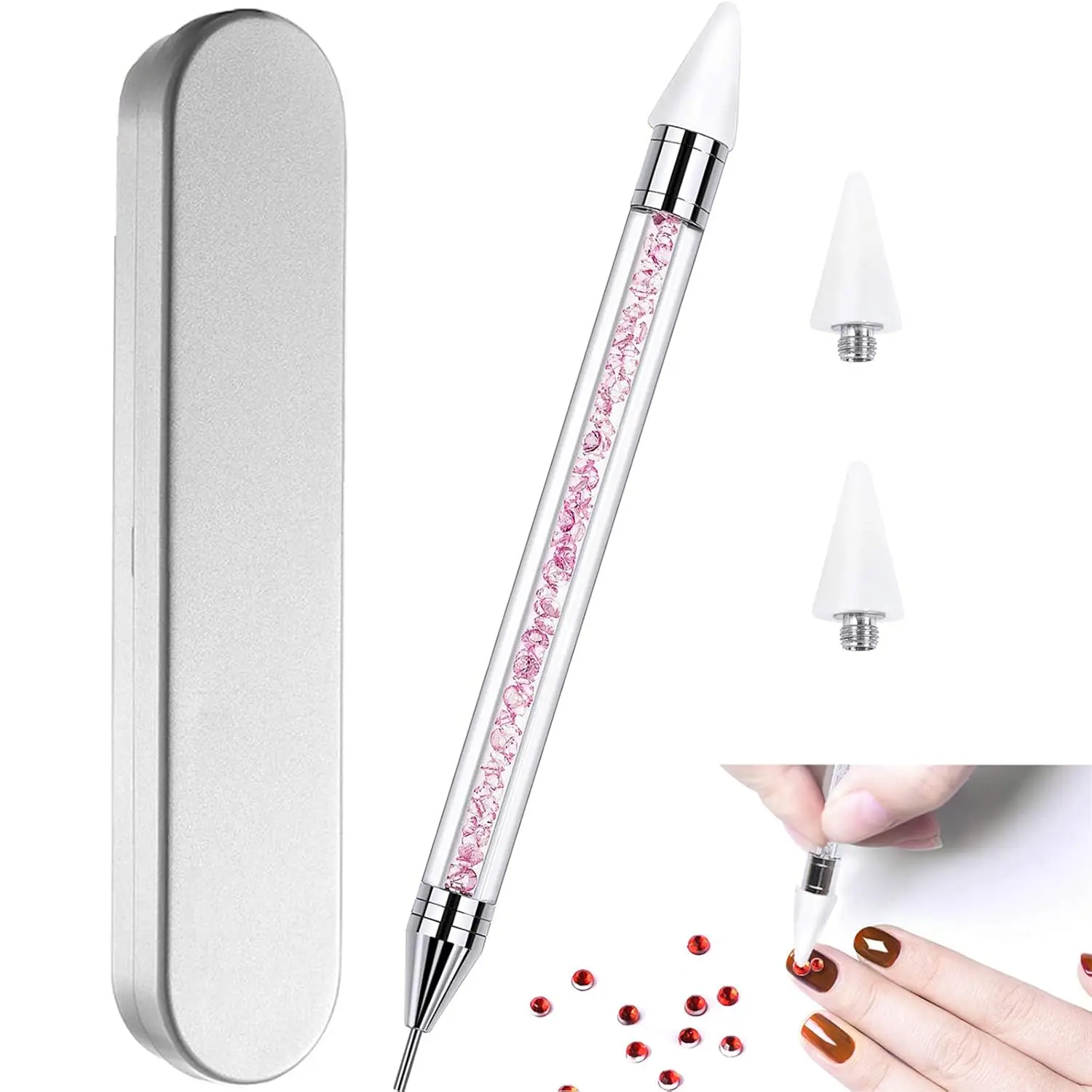 Nail Rhinestone Picker Dotting Tool with Extra 2 Wax Head, Dual-ended DIY Nail Art Tool With Pink Acrylic Handle
Nail Rhinestone Picker Dotting Tool with Extra 2 Wax Head, Dual-ended DIY Nail Art Tool With Pink Acrylic Handle
