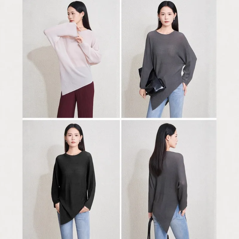 Miyake Folds 2025 рукав «летучая мышь» свободный пуловер футболка женская мода свободный нерегулярный повседневный дизайн топ с длинным рукавом и круглым вырезом
Miyake Folds 2025 рукав «летучая мышь» свободный пуловер футболка женская мода свободный нерегулярный повседневный дизайн топ с длинным рукавом и круглым вырезом