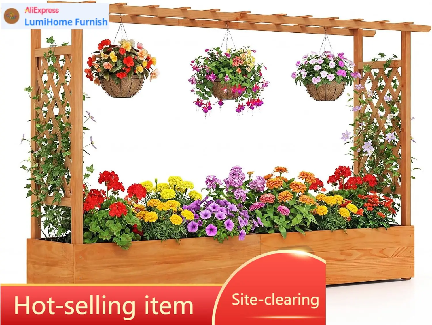 Hot SaleGiantex Raised Garden Bed With Trellis & Hanging Roof, Wood Planter Box With Bottom And Drainage Holes, Freestanding Gar
Hot SaleGiantex Raised Garden Bed With Trellis & Hanging Roof, Wood Planter Box With Bottom And Drainage Holes, Freestanding Gar