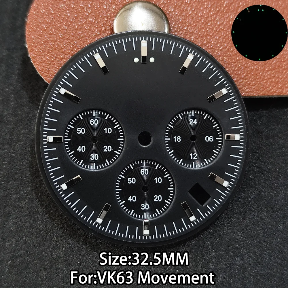 32.5MM Watch Dial For VK63 Movement Green Luminous Speed Master Modified Chronograph Replacement Part 6 Hands Accessories
32.5MM Watch Dial For VK63 Movement Green Luminous Speed Master Modified Chronograph Replacement Part 6 Hands Accessories