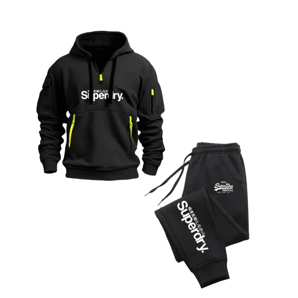 Autumn and winter men's hoodie+casual pants two-piece set, outdoor multi pocket hooded sweatshirt, leg binding sweatpants
Autumn and winter men's hoodie+casual pants two-piece set, outdoor multi pocket hooded sweatshirt, leg binding sweatpants