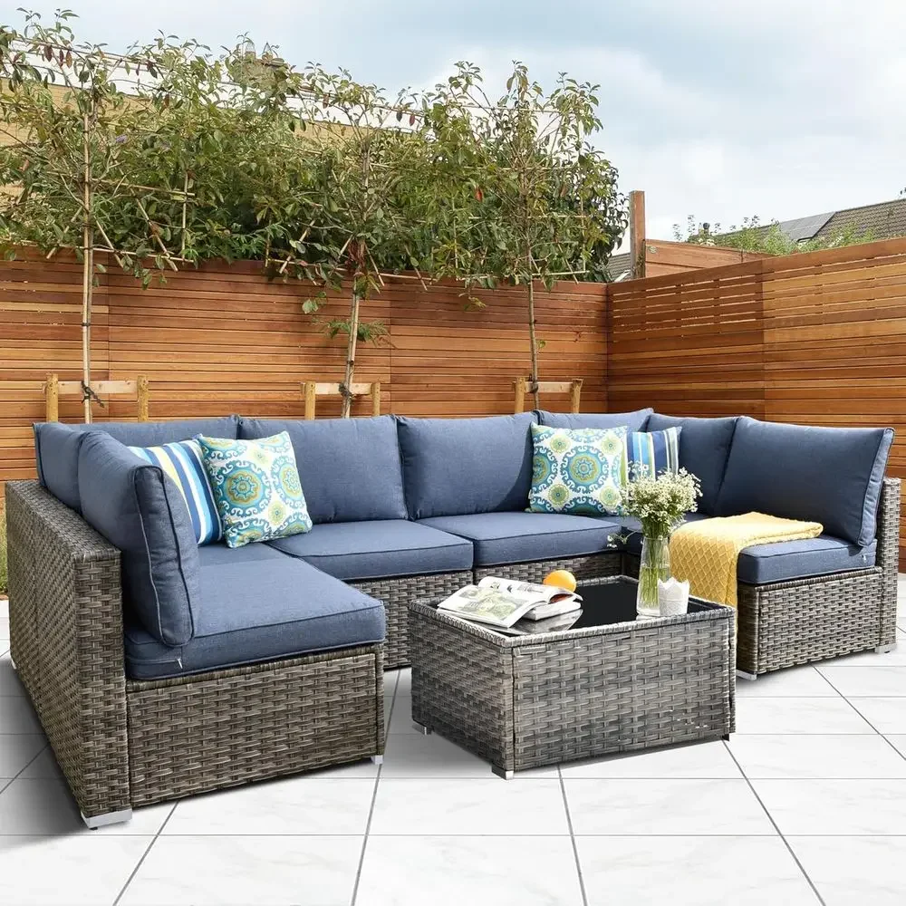 Patio Outdoor Sectional urniture Soa Set,7 Piece haped Wicker Rattan Couch Set,Rustic 6 Persons Summer Patio Contion Set or Outs
Patio Outdoor Sectional urniture Soa Set,7 Piece haped Wicker Rattan Couch Set,Rustic 6 Persons Summer Patio Contion Set or Outs