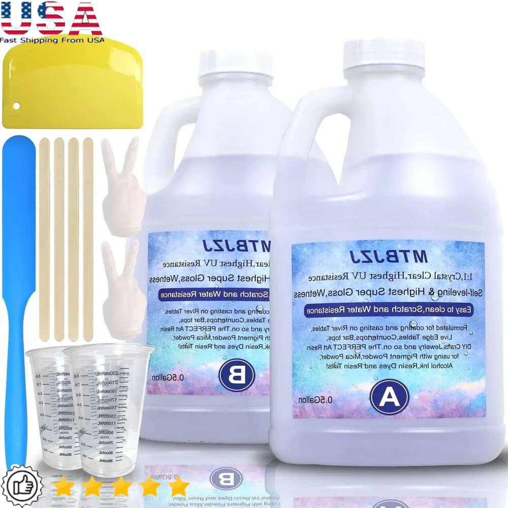 Epoxy Resin 1 Gallon Kit 1:1 Mixing Ratio Crystal Clear Jewelry Crafts Coating DIY Projects with Accessories
Epoxy Resin 1 Gallon Kit 1:1 Mixing Ratio Crystal Clear Jewelry Crafts Coating DIY Projects with Accessories