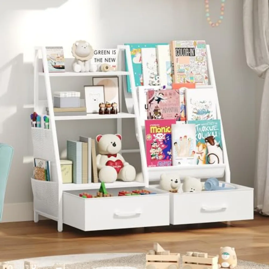 Bookshelf and Toy Storage3-Tier Sling Bookcase for Sturdy Toddler Bookshelf for Nursery Playroom Bedroom White KBWT8401
Bookshelf and Toy Storage3-Tier Sling Bookcase for Sturdy Toddler Bookshelf for Nursery Playroom Bedroom White KBWT8401