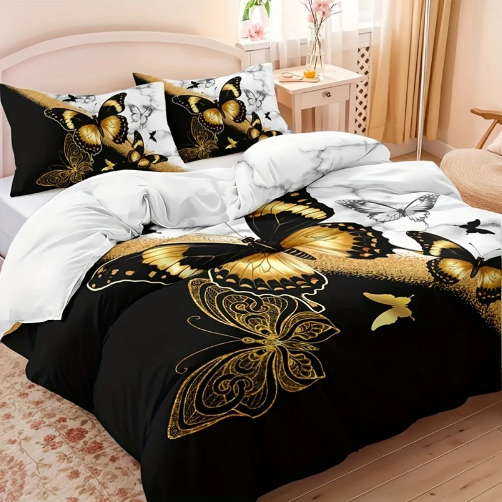 3 шт., черный, белый, золотой комплект постельного белья с принтом бабочки, уютный пододеяльник King Queen Twin Size, подарок на день рождения для взрослых, декор спальни
3 шт., черный, белый, золотой комплект постельного белья с принтом бабочки, уютный пододеяльник King Queen Twin Size, подарок на день рождения для взрослых, декор спальни