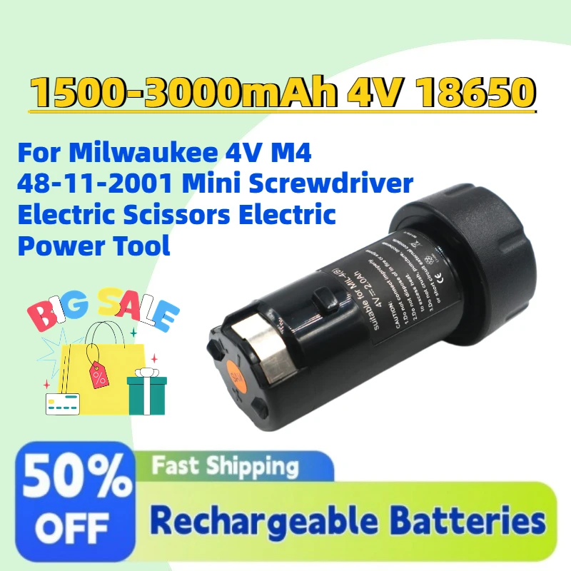 Upgrade 1.5-3.0Ah 4V 18650 Li-ion Battery for Milwaukee 4V M4 48-11-2001 Mini Screwdriver Electric Scissors Electric Power Tool
Upgrade 1.5-3.0Ah 4V 18650 Li-ion Battery for Milwaukee 4V M4 48-11-2001 Mini Screwdriver Electric Scissors Electric Power Tool