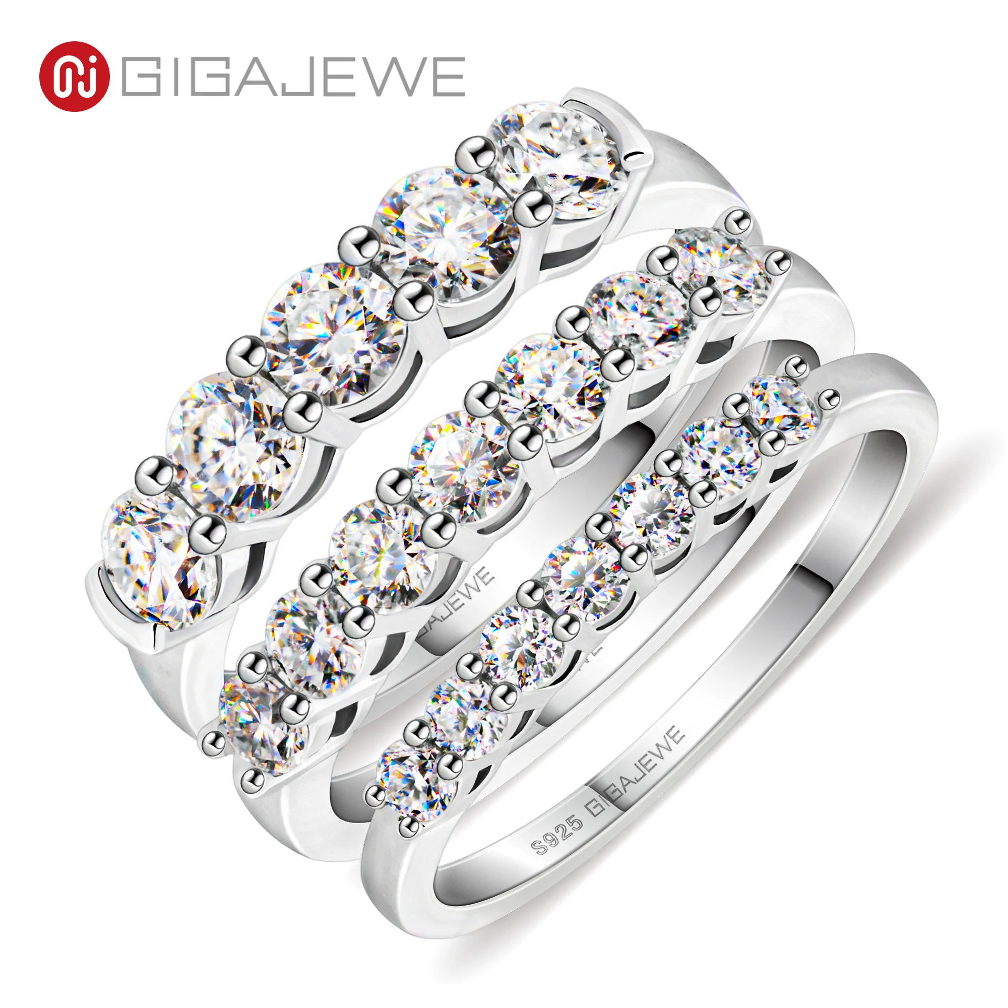GIGAJEWE всего 0,3/0,7/1,5/ct 2,3/3/4 мм круглая огранка D VVS1 Moissanite 925 Серебряное кольцо с бриллиантом тест прошел Мода женщина девушка подарок
GIGAJEWE всего 0,3/0,7/1,5/ct 2,3/3/4 мм круглая огранка D VVS1 Moissanite 925 Серебряное кольцо с бриллиантом тест прошел Мода женщина девушка подарок