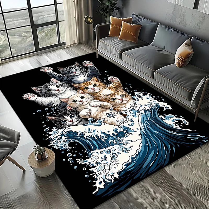 Soft Polyester Cute Kitten Wave Print Area Rug - Non-Slip Home Decor Carpet for Bedroom & Living Room, Crystal Velvet,
Soft Polyester Cute Kitten Wave Print Area Rug - Non-Slip Home Decor Carpet for Bedroom & Living Room, Crystal Velvet,