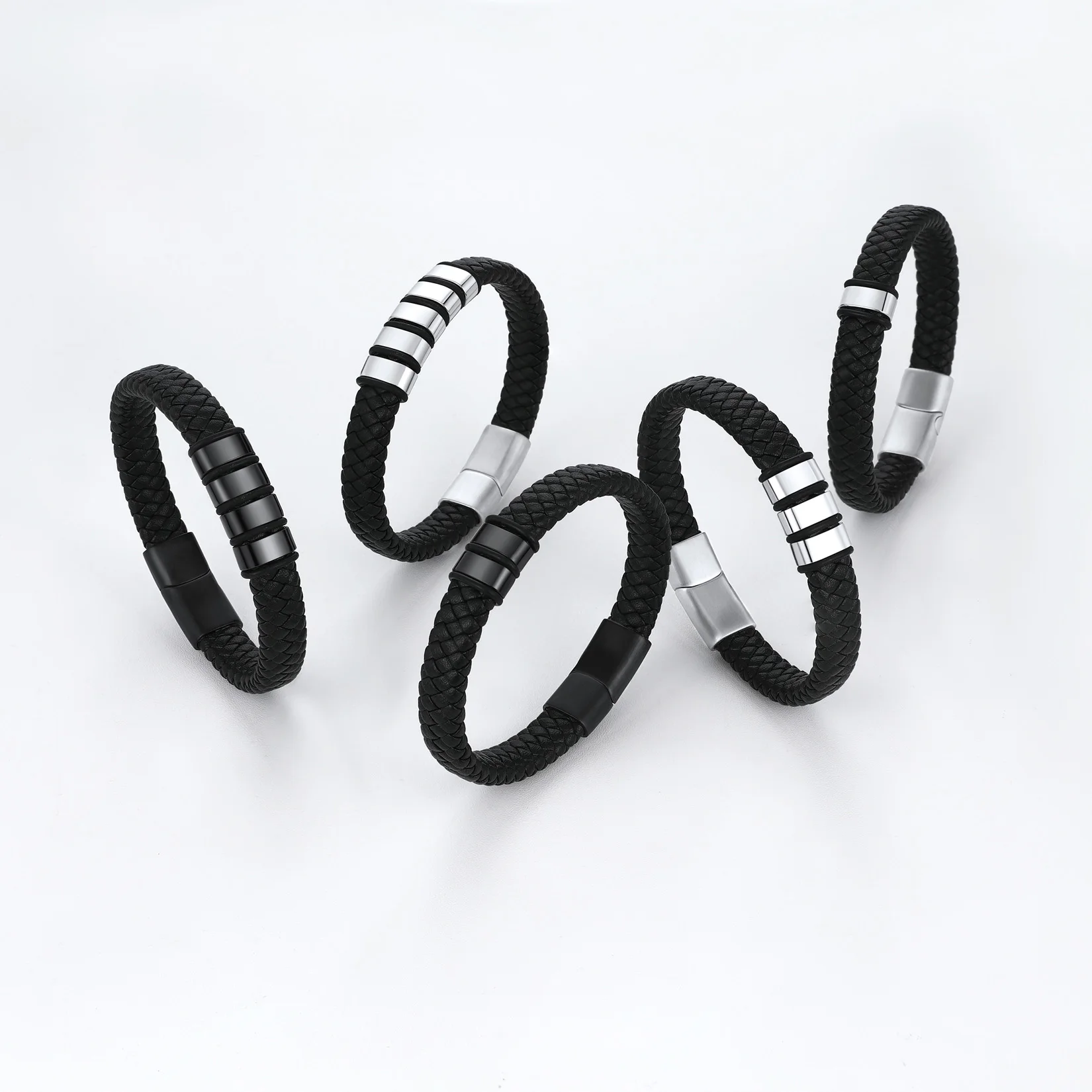 U7 Wide Black Braiding Leather Bracelet for Man Custom Laser Engrave Names Word Stainless Steel Bead 19cm Wristband Bracelet
U7 Wide Black Braiding Leather Bracelet for Man Custom Laser Engrave Names Word Stainless Steel Bead 19cm Wristband Bracelet