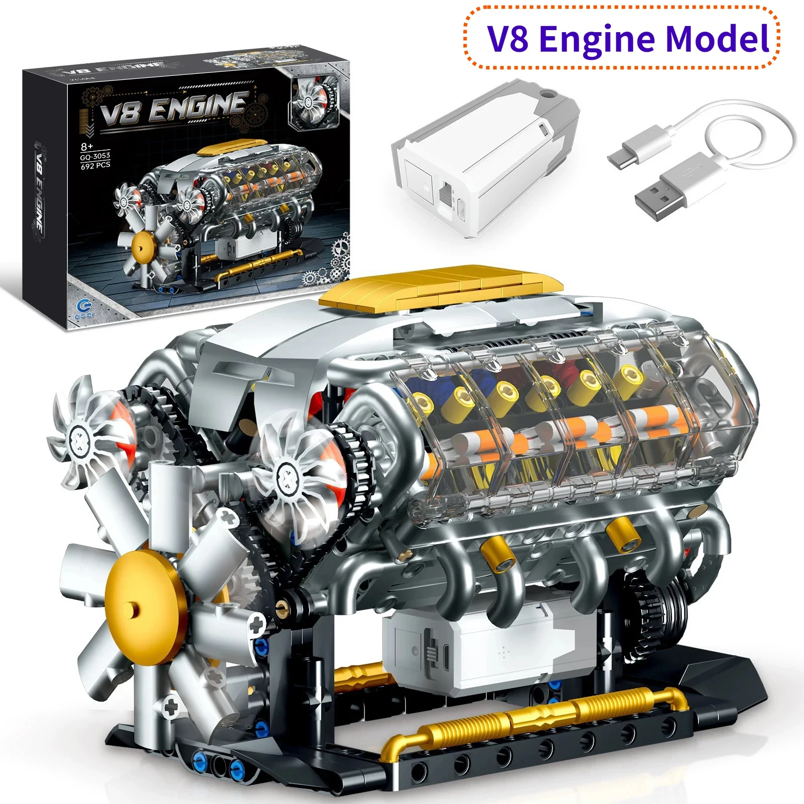692 шт. MOC Technician с электроприводом V8, модель двигателя, набор строительных блоков для автомобиля, креативные развивающие детские игрушки, Рождественский подарок
692 шт. MOC Technician с электроприводом V8, модель двигателя, набор строительных блоков для автомобиля, креативные развивающие детские игрушки, Рождественский подарок