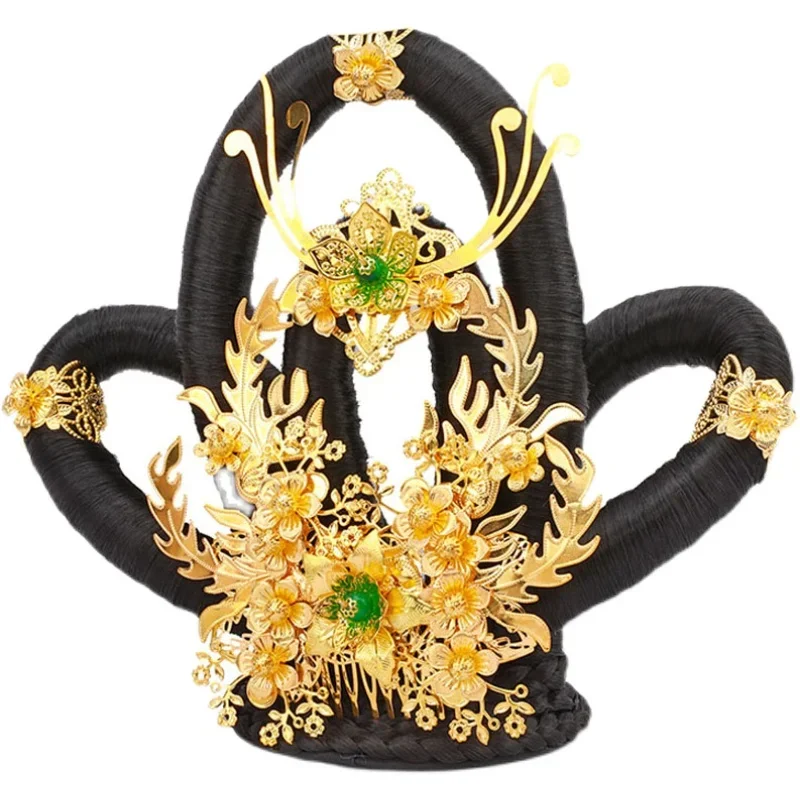 2025 Headdress set Antique Tang Dynasty concubine hair accessories Dunhuang murals performance Fairy flying bun two-piece set 
2025 Headdress set Antique Tang Dynasty concubine hair accessories Dunhuang murals performance Fairy flying bun two-piece set