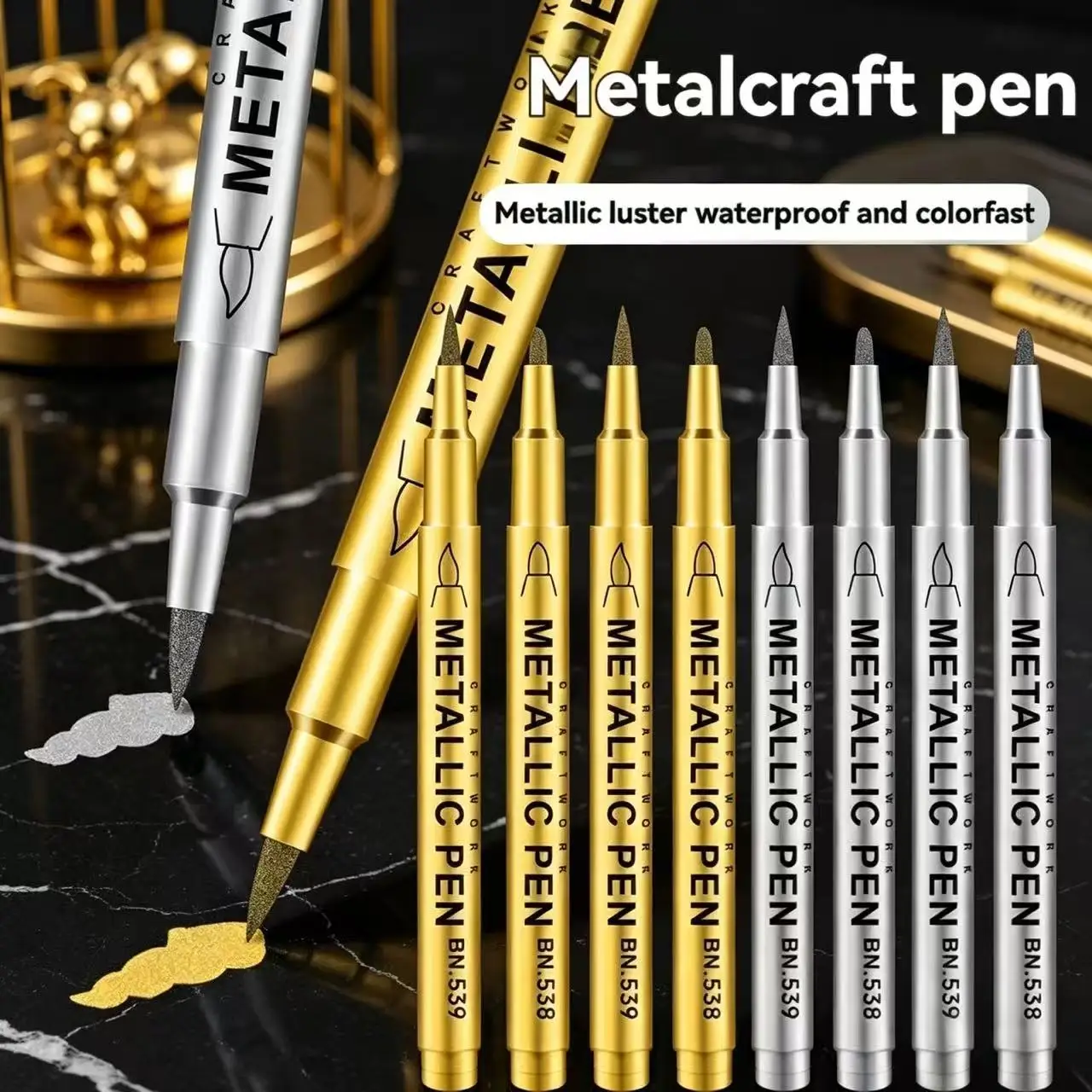 1/50Pcs Gold Silver White Metallic Paint Pen Set Brush Tip Marker Pen Acrylic Paint Markers Art Writing Stationery Supplies hopk
1/50Pcs Gold Silver White Metallic Paint Pen Set Brush Tip Marker Pen Acrylic Paint Markers Art Writing Stationery Supplies hopk