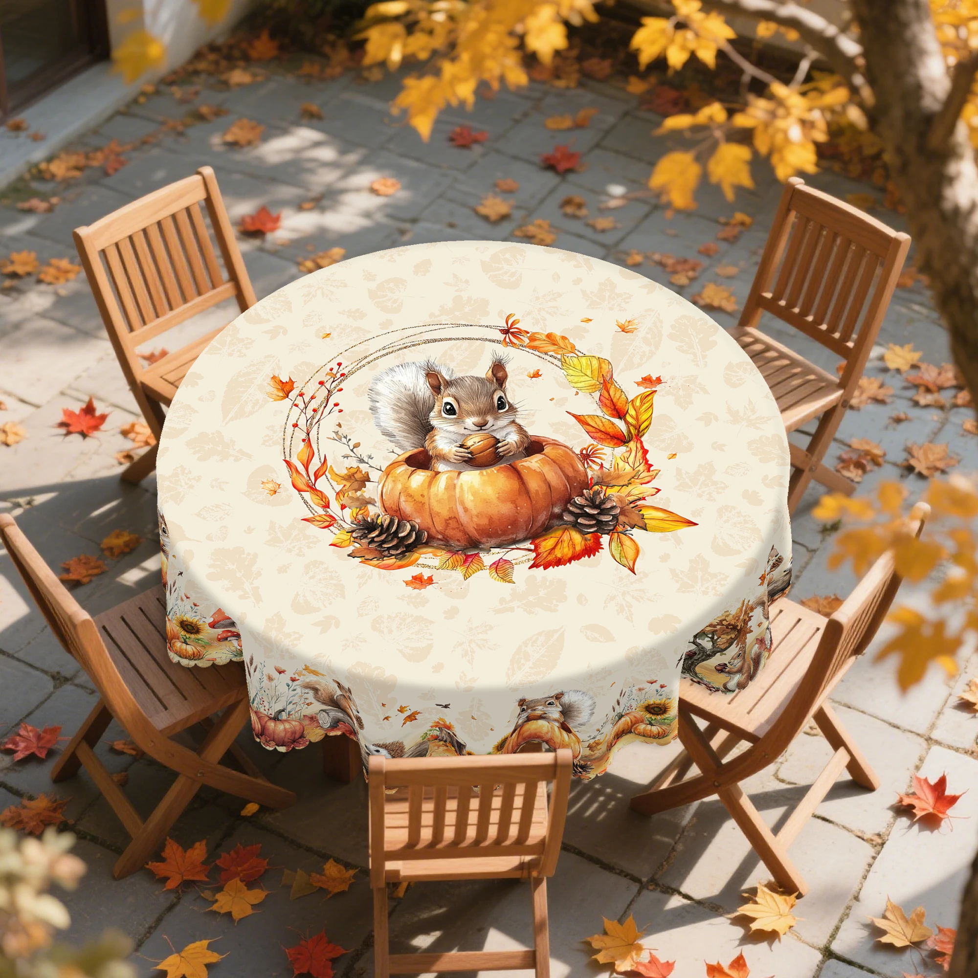Gnizama Autumn decoration fall Thanksgiving rectangular round tablecloth, squirrel pumpkin maple leaf pattern design, 
Gnizama Autumn decoration fall Thanksgiving rectangular round tablecloth, squirrel pumpkin maple leaf pattern design,