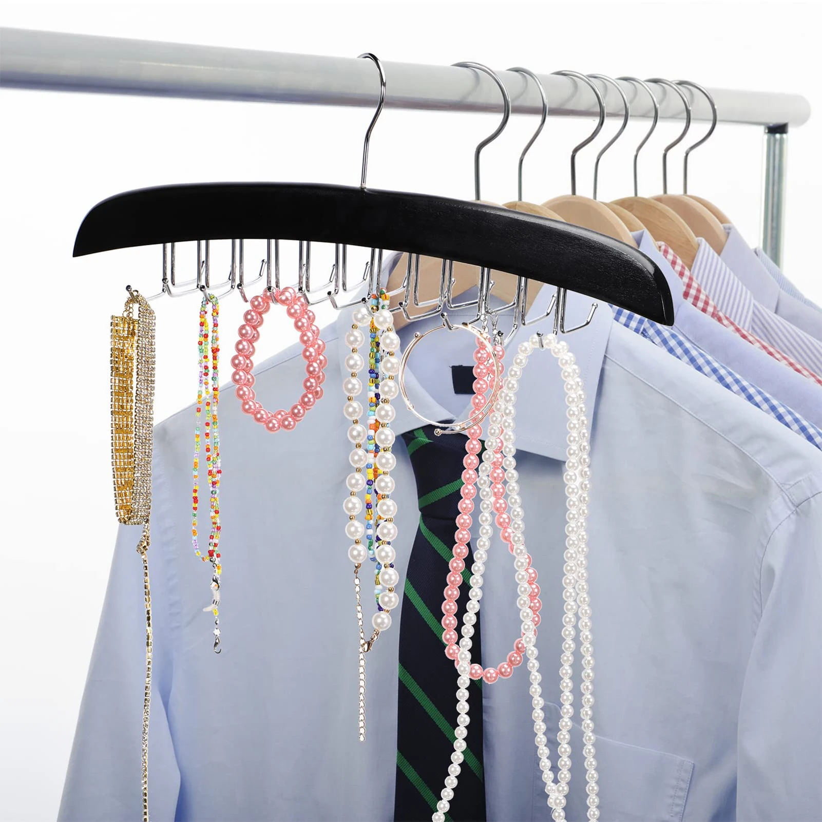 Wood Rotating 24 Hook Hangers Space Saving Thickened Closet Organizer for Tank Tops Swimsuit Lingerie
Wood Rotating 24 Hook Hangers Space Saving Thickened Closet Organizer for Tank Tops Swimsuit Lingerie