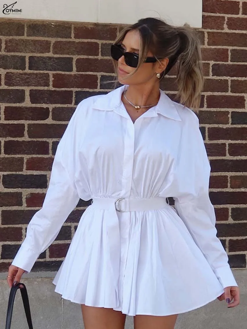 Oymimi Elegant White Cotton Womens Dresses Fashion Lapel Long Sleeve Single Breasted Dress Autumn Lace-Up Mini Dress Streetwear
Oymimi Elegant White Cotton Womens Dresses Fashion Lapel Long Sleeve Single Breasted Dress Autumn Lace-Up Mini Dress Streetwear