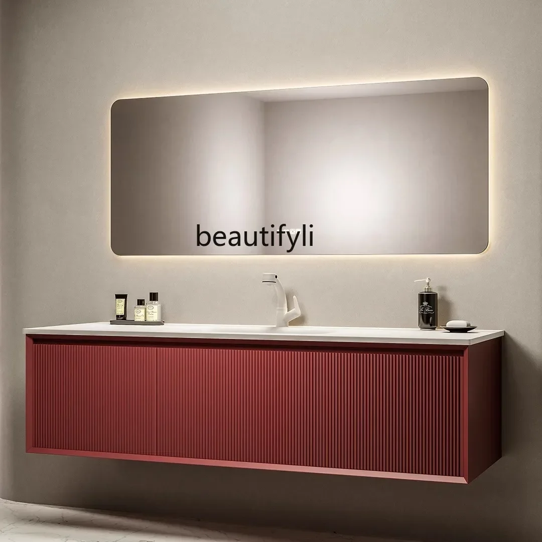Y13 Simple wind rock slab hot bending integrated basin hanging rubber wood paint, smart bathroom cabinet combination
Y13 Simple wind rock slab hot bending integrated basin hanging rubber wood paint, smart bathroom cabinet combination