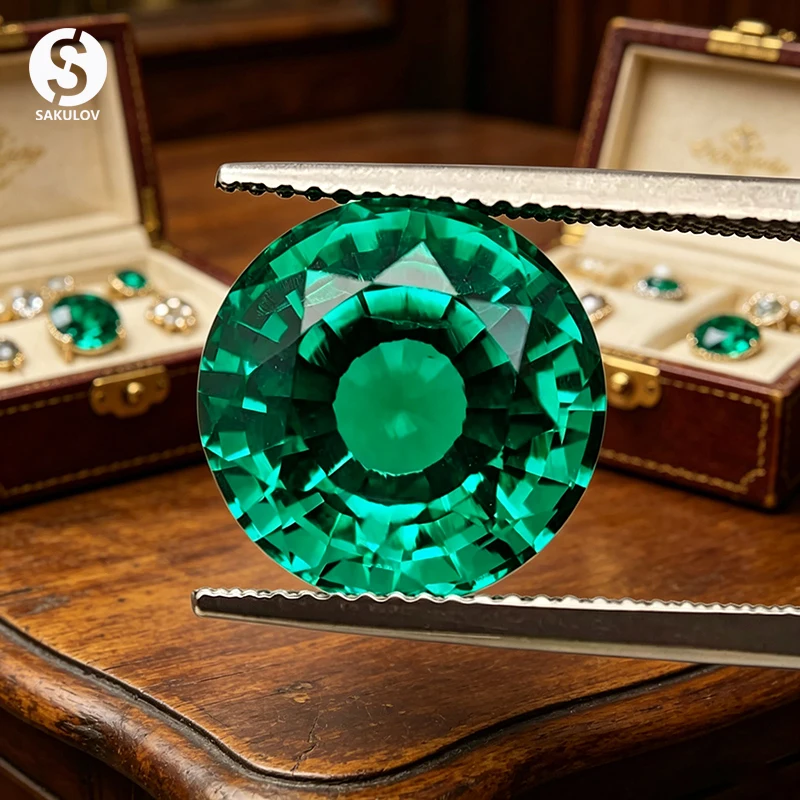 Lab Grown Emerald Gemstone round Pagoda Cut Synthetic Stone with AGL Certificate Top Hydrothermal Columbia
Lab Grown Emerald Gemstone round Pagoda Cut Synthetic Stone with AGL Certificate Top Hydrothermal Columbia