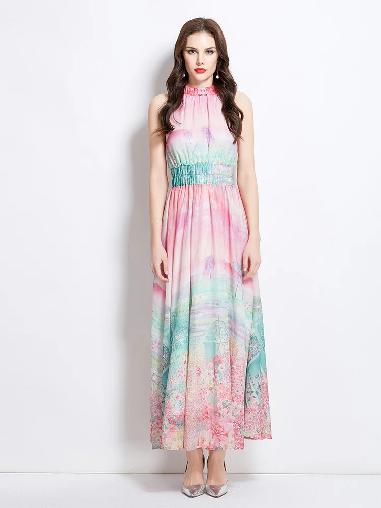 French Elegant Vintage Evening Dress Women Print Sashes Sleeveless Long Party Dress Female Casual Chic Festival Clothing
French Elegant Vintage Evening Dress Women Print Sashes Sleeveless Long Party Dress Female Casual Chic Festival Clothing