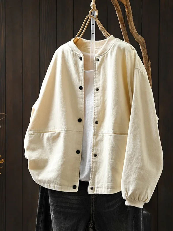 Women's Baseball Jaet ort Loose Slimming Spring Autumn Cotton Stand Collar Double ket Outerwear Jaet for Ladies
Women's Baseball Jaet ort Loose Slimming Spring Autumn Cotton Stand Collar Double ket Outerwear Jaet for Ladies