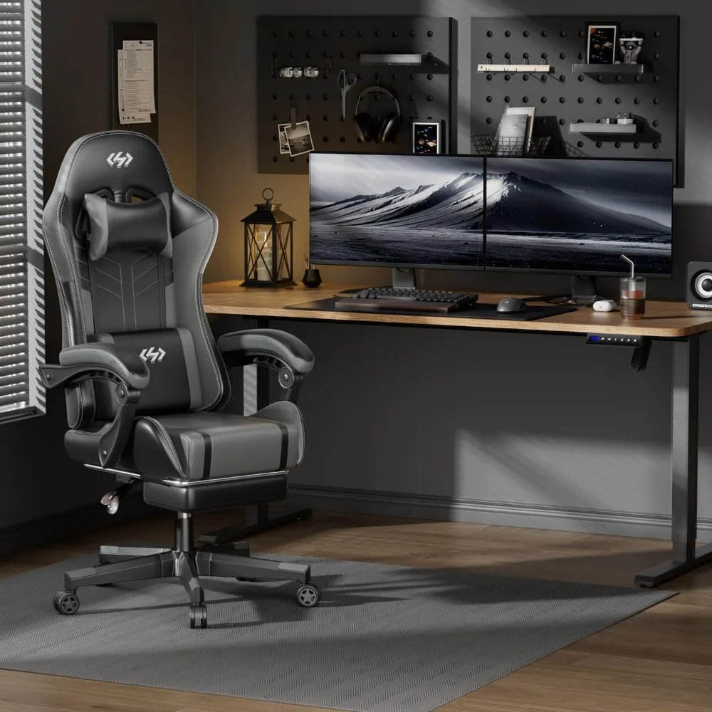 Gaming Chair, Ergonomic Video Game Seat with 360° Swivel & Lumbar Massage, Computer Chair PU Leather Cushion
Gaming Chair, Ergonomic Video Game Seat with 360° Swivel & Lumbar Massage, Computer Chair PU Leather Cushion