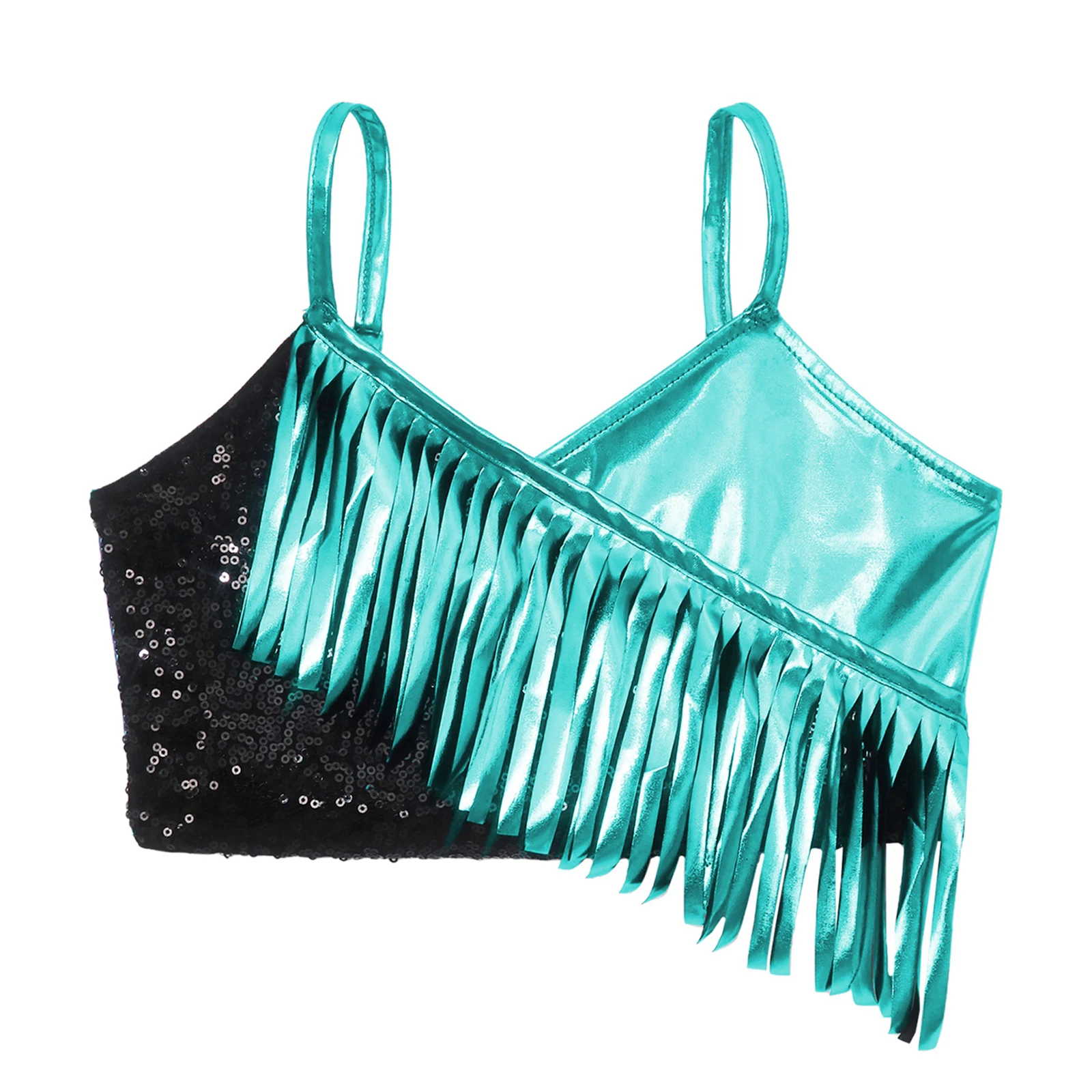 Kids Girls Sparkly Sequin Tassels V Neck Crop Top Camisole Stretchy for Disco Jazz Dance Stage Performance Competition
Kids Girls Sparkly Sequin Tassels V Neck Crop Top Camisole Stretchy for Disco Jazz Dance Stage Performance Competition