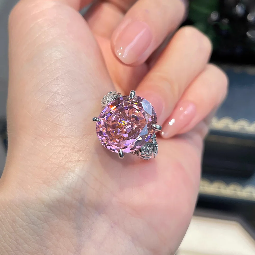 Super Sparkling Pink Zircon Ring, Women's Round Pigeon Egg Ring, Pink Women's Jewelry Ring Accessories
Super Sparkling Pink Zircon Ring, Women's Round Pigeon Egg Ring, Pink Women's Jewelry Ring Accessories
