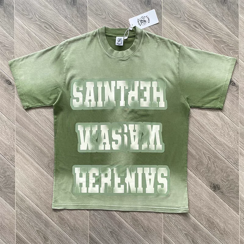 Постиранная зеленая футболка SAINT VANITY для мужчин и женщин, футболка высокого качества, футболки
Постиранная зеленая футболка SAINT VANITY для мужчин и женщин, футболка высокого качества, футболки