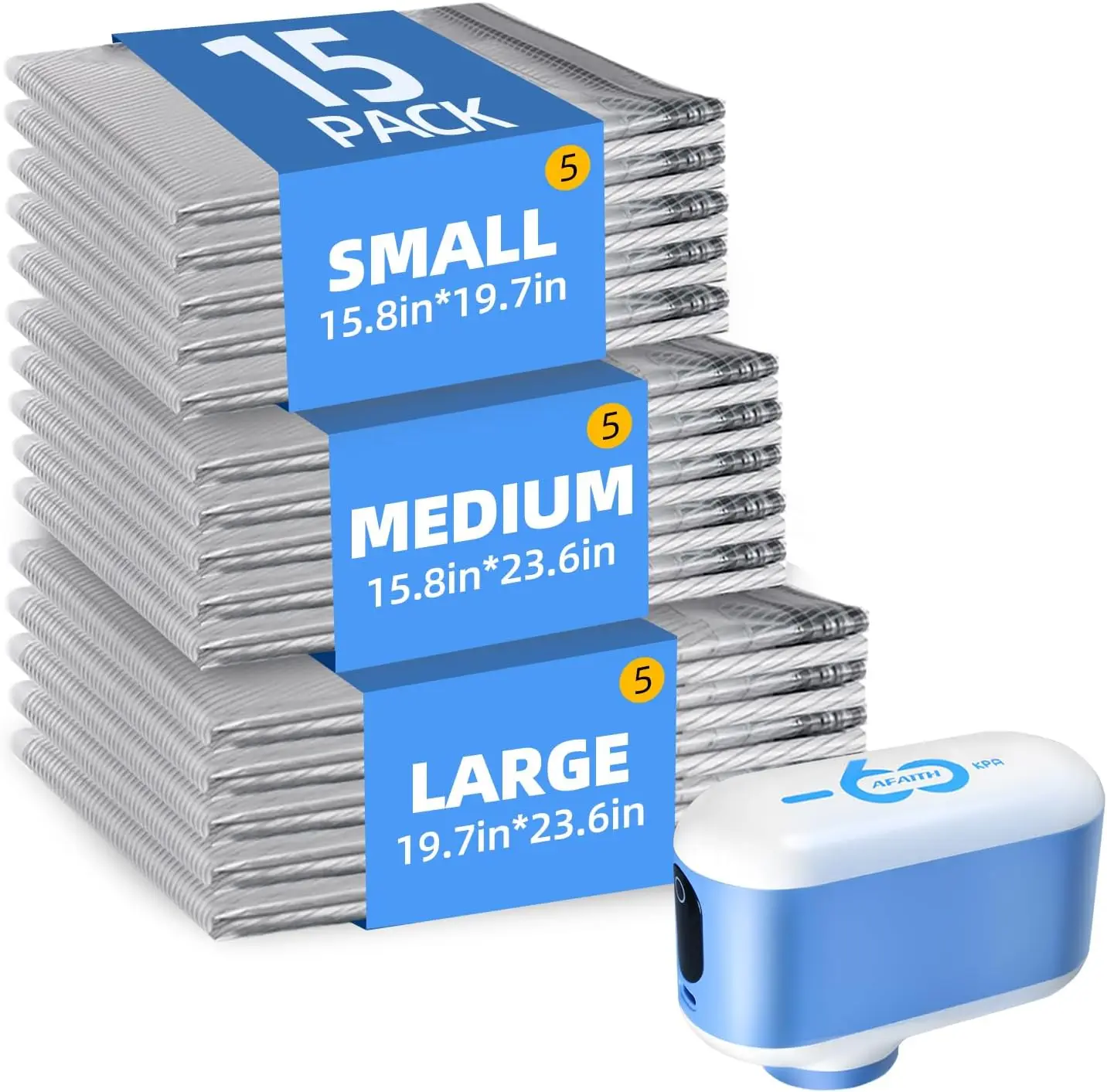 Vacuum Storage Bags with 60000Pa Pump, 15 Pack 3 Sizes for Travel & Clothes, Space Saving
Vacuum Storage Bags with 60000Pa Pump, 15 Pack 3 Sizes for Travel & Clothes, Space Saving
