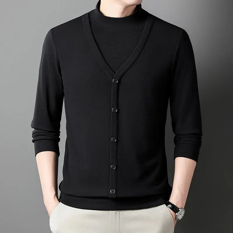 Winter Thicken Loose Korean Men T-Shirt Half High Collar Solid Long Sleeve Fake Two Pieces Smart Casual Vintage Thermal Tops
Winter Thicken Loose Korean Men T-Shirt Half High Collar Solid Long Sleeve Fake Two Pieces Smart Casual Vintage Thermal Tops