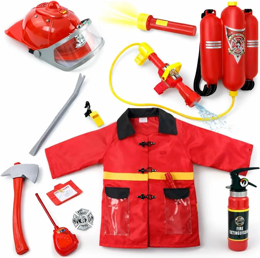 12-Piece Kids Firefighter Costume Set with Backpack, Water Gun & Accessories for Role Play
12-Piece Kids Firefighter Costume Set with Backpack, Water Gun & Accessories for Role Play