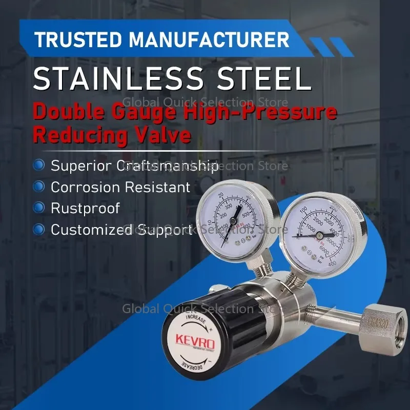 316L SS High Pressure Dual Gauge Secondary Regulator, Panel Mounted Terminal Regulator Valve for O-xygen Nitrogen Hy-drogen
316L SS High Pressure Dual Gauge Secondary Regulator, Panel Mounted Terminal Regulator Valve for O-xygen Nitrogen Hy-drogen