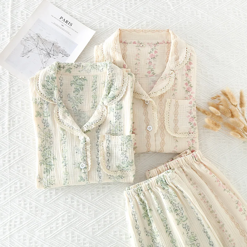 Washed Cotton Pajamas Women's Autumn Pure Cotton Cotton Yarn Fresh Long Sleeves Small Fresh Thin Loose Autumn Loungewear Set
Washed Cotton Pajamas Women's Autumn Pure Cotton Cotton Yarn Fresh Long Sleeves Small Fresh Thin Loose Autumn Loungewear Set