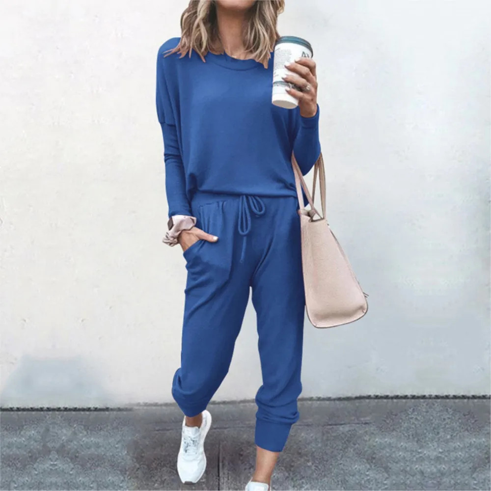 Women Long Sleeve T Shirt Casual Sports Set Autumn Winter New Fashion Lace-up Small Feet Trousers Female Solid Color 2 Piece Set
Women Long Sleeve T Shirt Casual Sports Set Autumn Winter New Fashion Lace-up Small Feet Trousers Female Solid Color 2 Piece Set