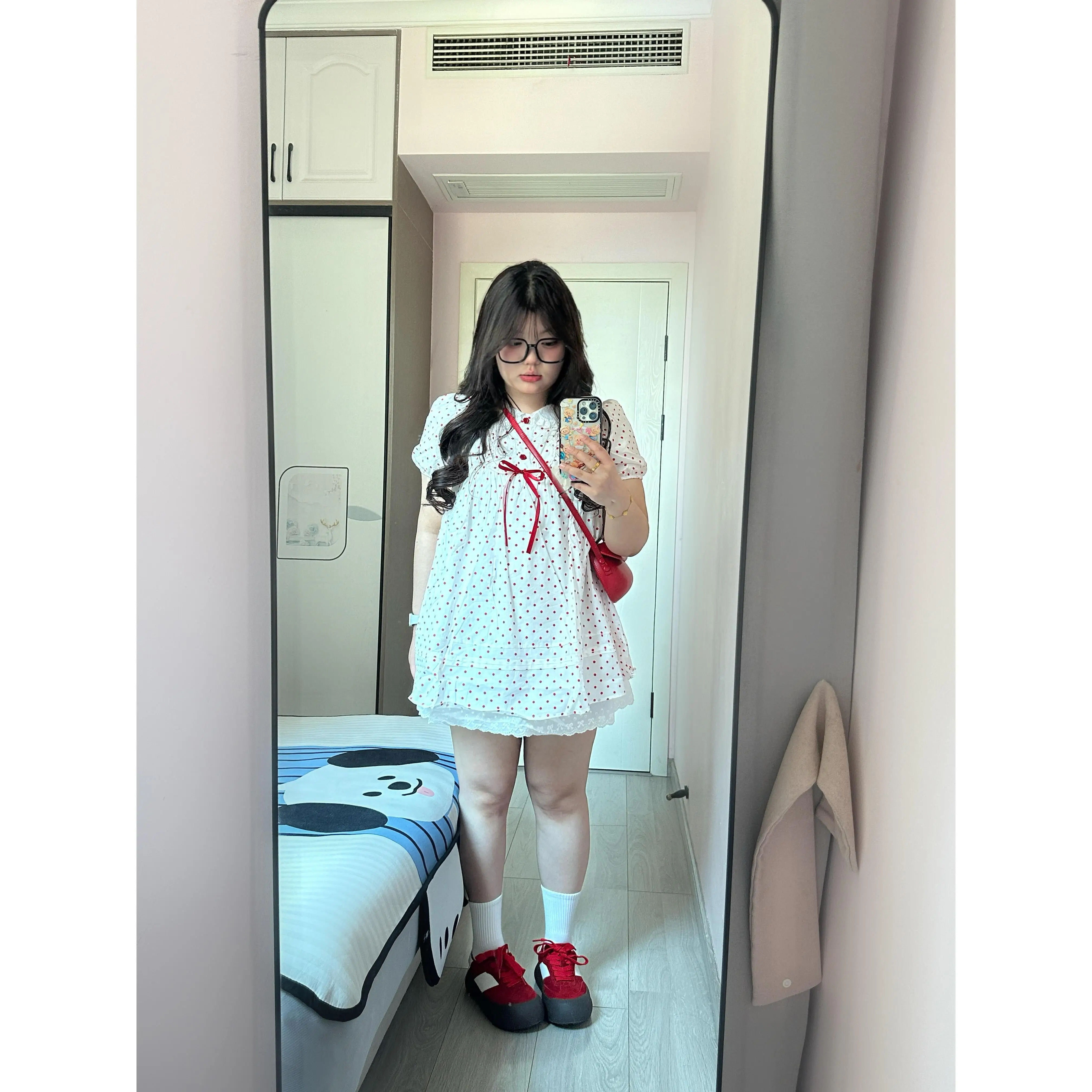 Sweet White Polka Dot Doll Collar Short Sleeve Loose Women's Dress Knot Casual Style Four Seasons Polyester Fabric
Sweet White Polka Dot Doll Collar Short Sleeve Loose Women's Dress Knot Casual Style Four Seasons Polyester Fabric