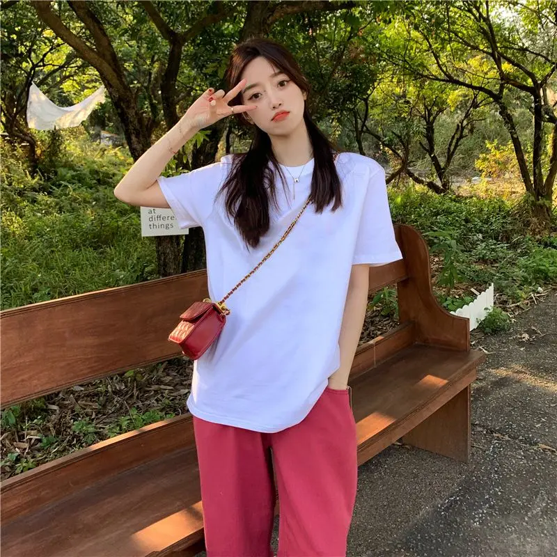 100% Pure Cotton White T-shirt Women Short Sleeved Summer Clothing 2024 New Round Neck Solid Color Loose Casual Bottom Top Ins
100% Pure Cotton White T-shirt Women Short Sleeved Summer Clothing 2024 New Round Neck Solid Color Loose Casual Bottom Top Ins